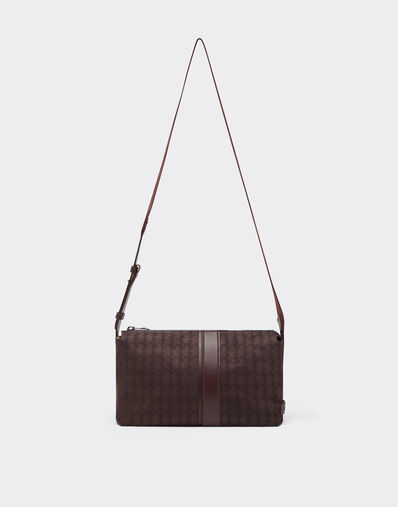 Ferrari Q-Cycle® jacquard crossbody bag with Cavallino pattern Mahogany 49139f
