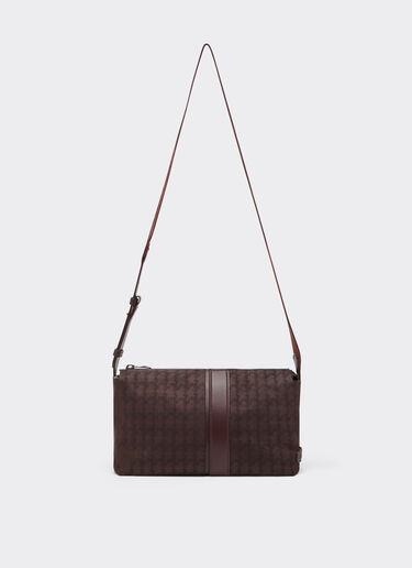 Ferrari Q-Cycle® jacquard crossbody bag with Cavallino pattern Mahogany 49139f
