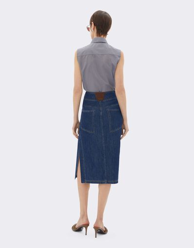 Ferrari Alcantara® 细节丹宁中长裙 Blu Denim CDWSK0006DCO0014f