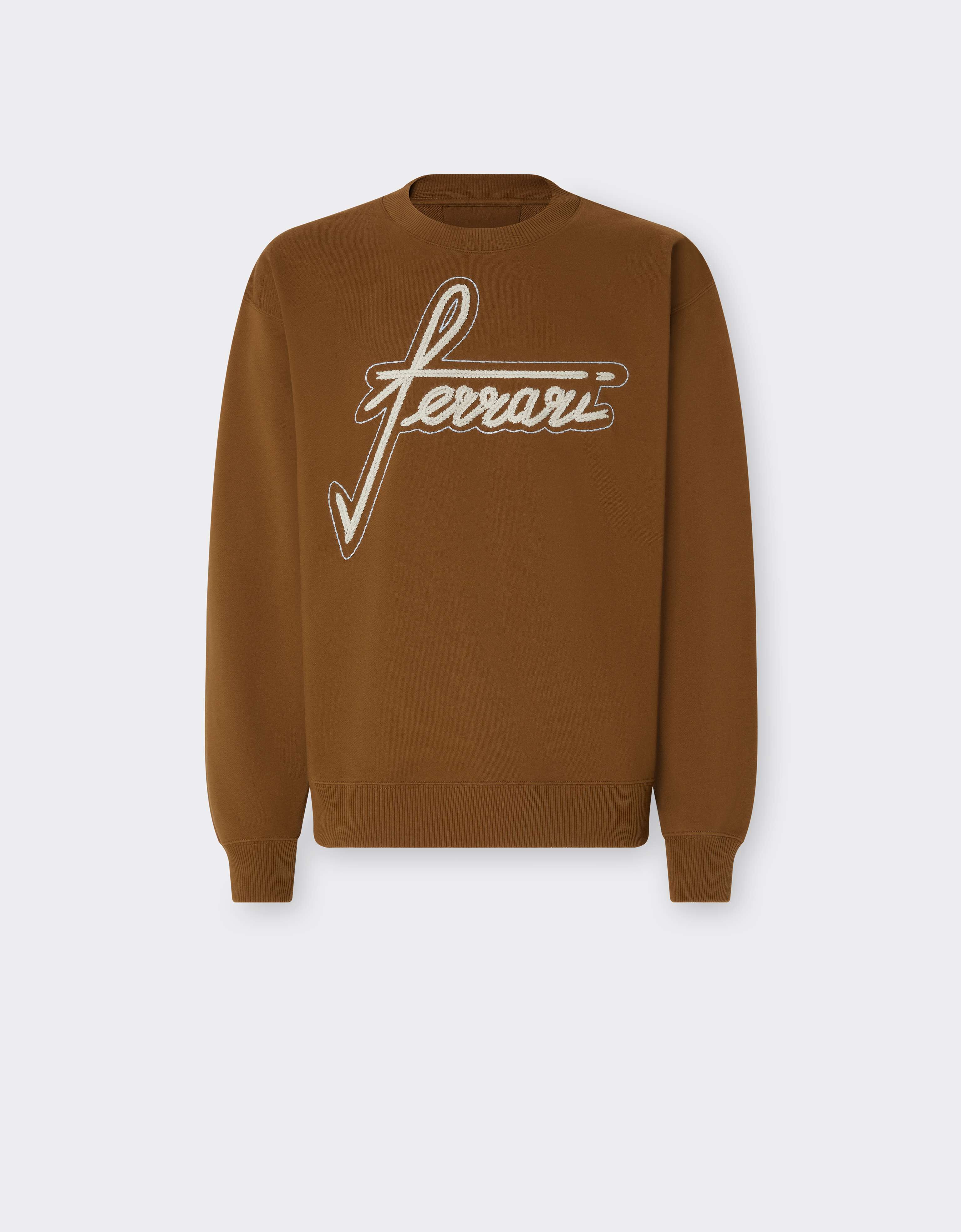 Sweat à col rond avec broderie Ferrari Ferrari Sweat à col rond avec broderie Ferrari Caffè CJMSW0036JCO0046f