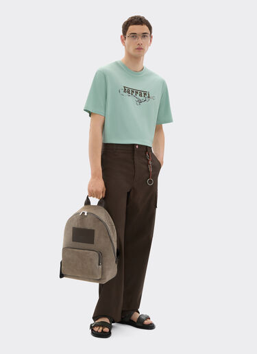 Ferrari 尼龙和皮革双肩包 Khaki Green 50166f