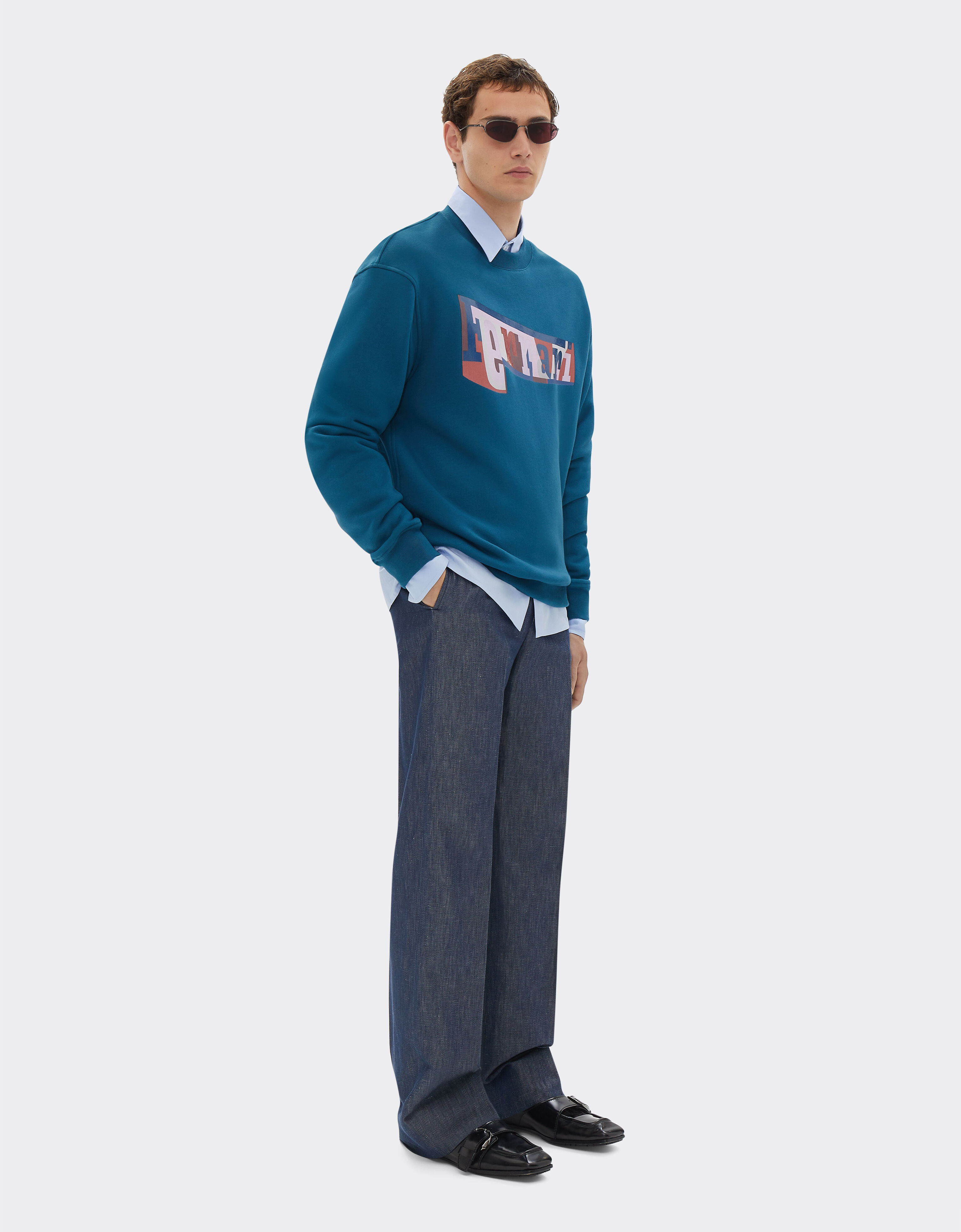 Ferrari Sweatshirt with color block logo print Peacock 49278f