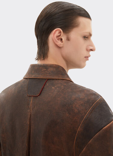 Ferrari 大马士革皮革外套 Khaki Green 50086f