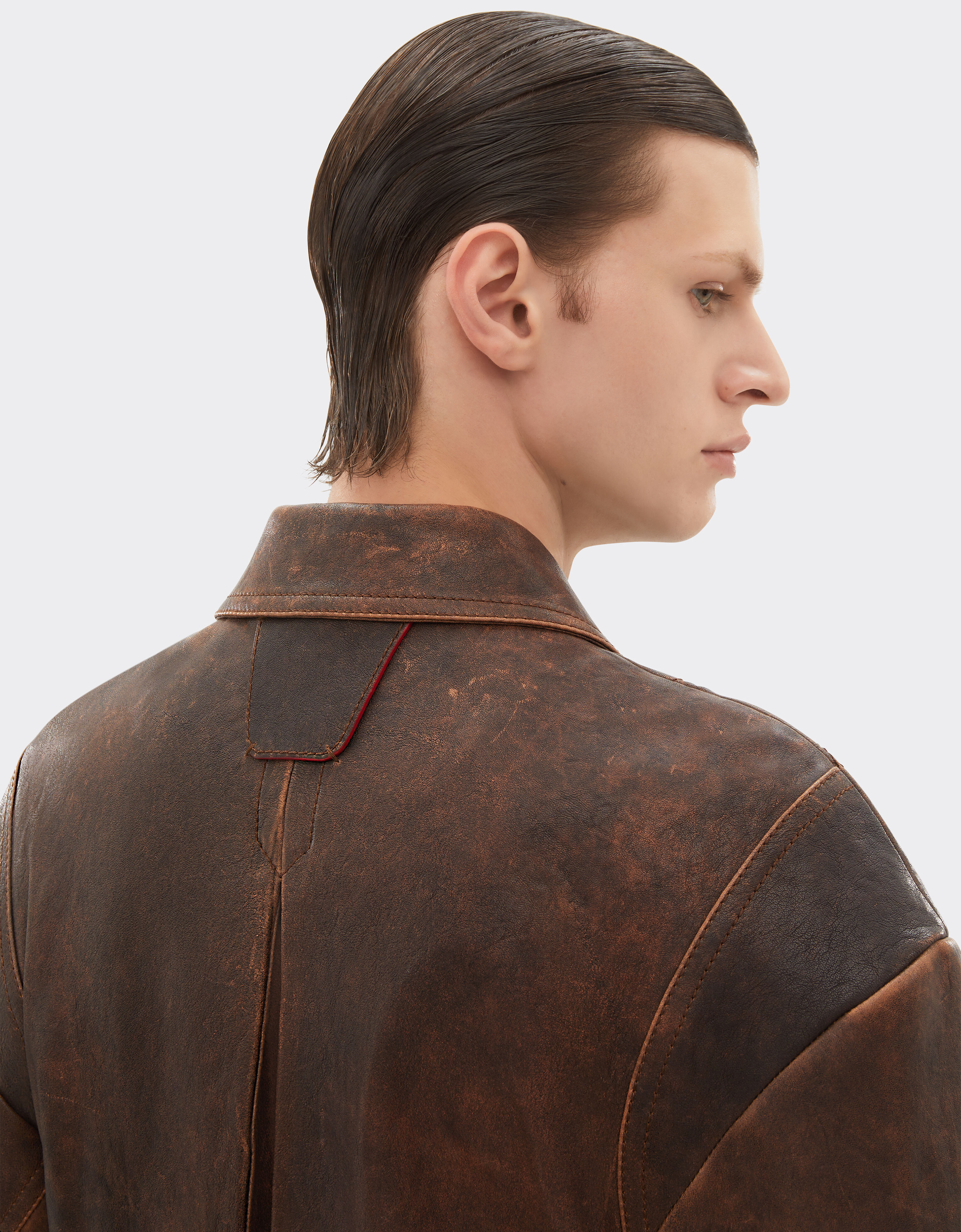 Ferrari 大马士革皮革外套 Khaki Green 50086f