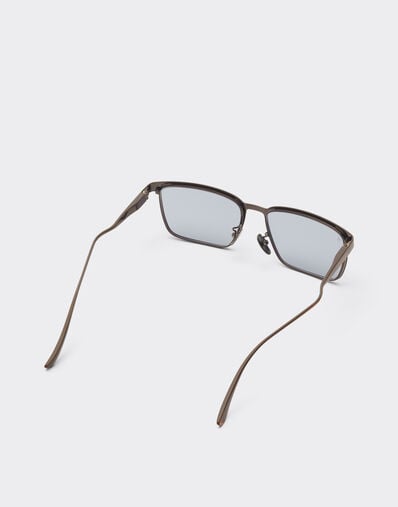 Ferrari Ferrari sunglasses in  brushed gray/brownmetal  with light gray crystal lenses Grey LA0LEf