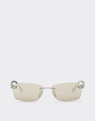 Ferrari Ferrari sunglasses in  brushed silver-colored titanium  and acetate with transparent gold lenses with white mirror coating Silver LA0L6f