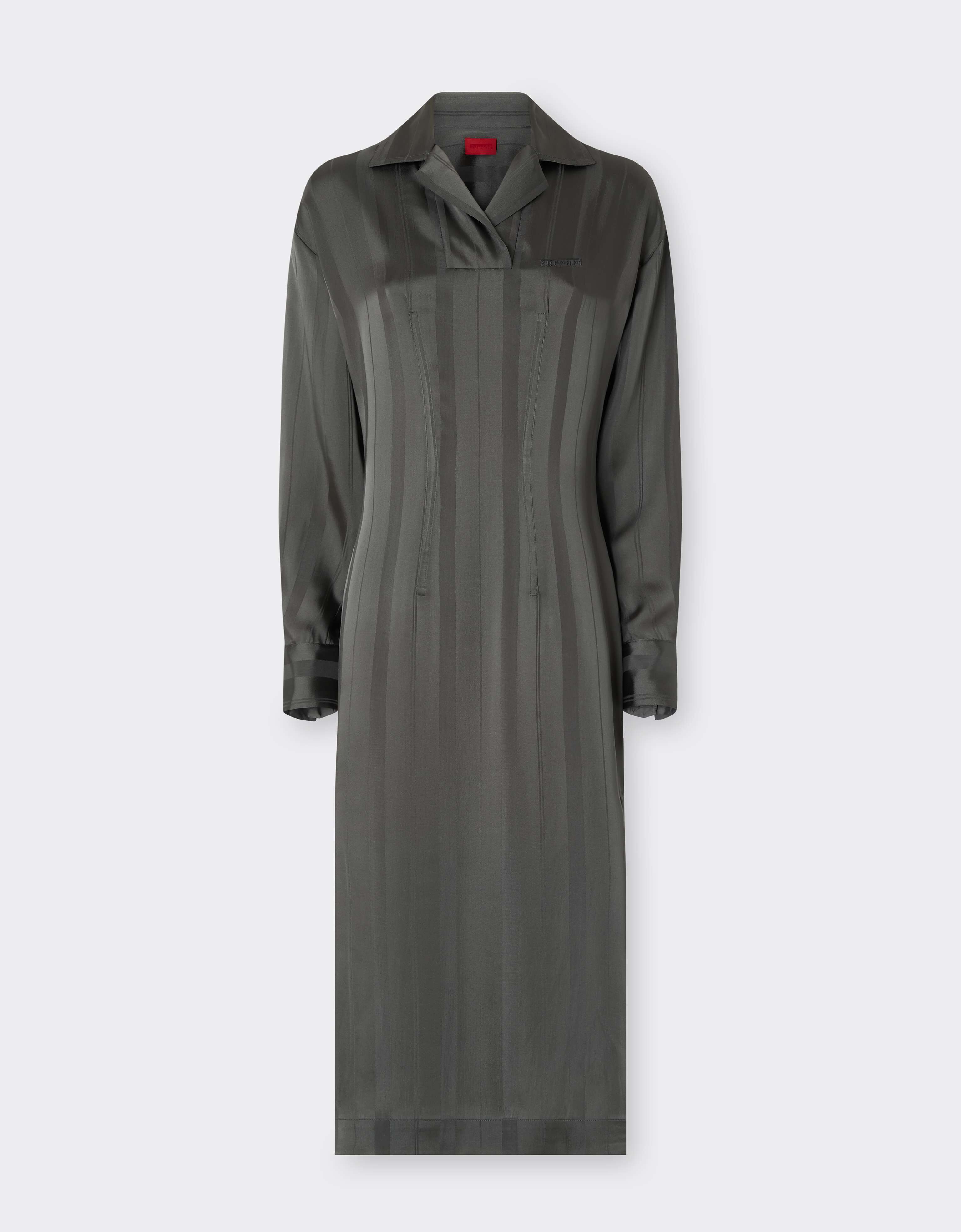 Midi dress in jacquard silk blend with Pekin stripes Ferrari Midi dress in jacquard silk blend with Pekin stripes Verde piombo CWWDR0033WAC0001f
