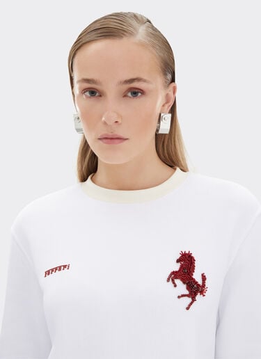 Ferrari 棉质运动衫，绣有跃马图案 光学白 51025f