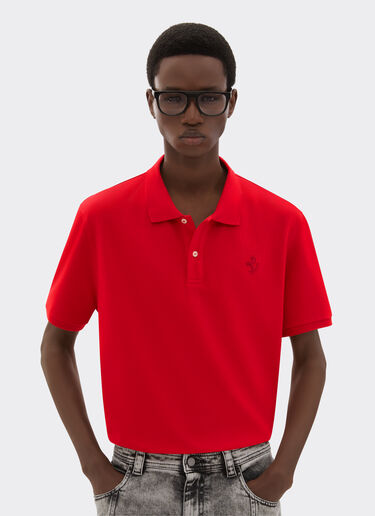 Ferrari Organic cotton piqué polo shirt with Prancing Horse Rosso Corsa CJMPO0014JCO0053f
