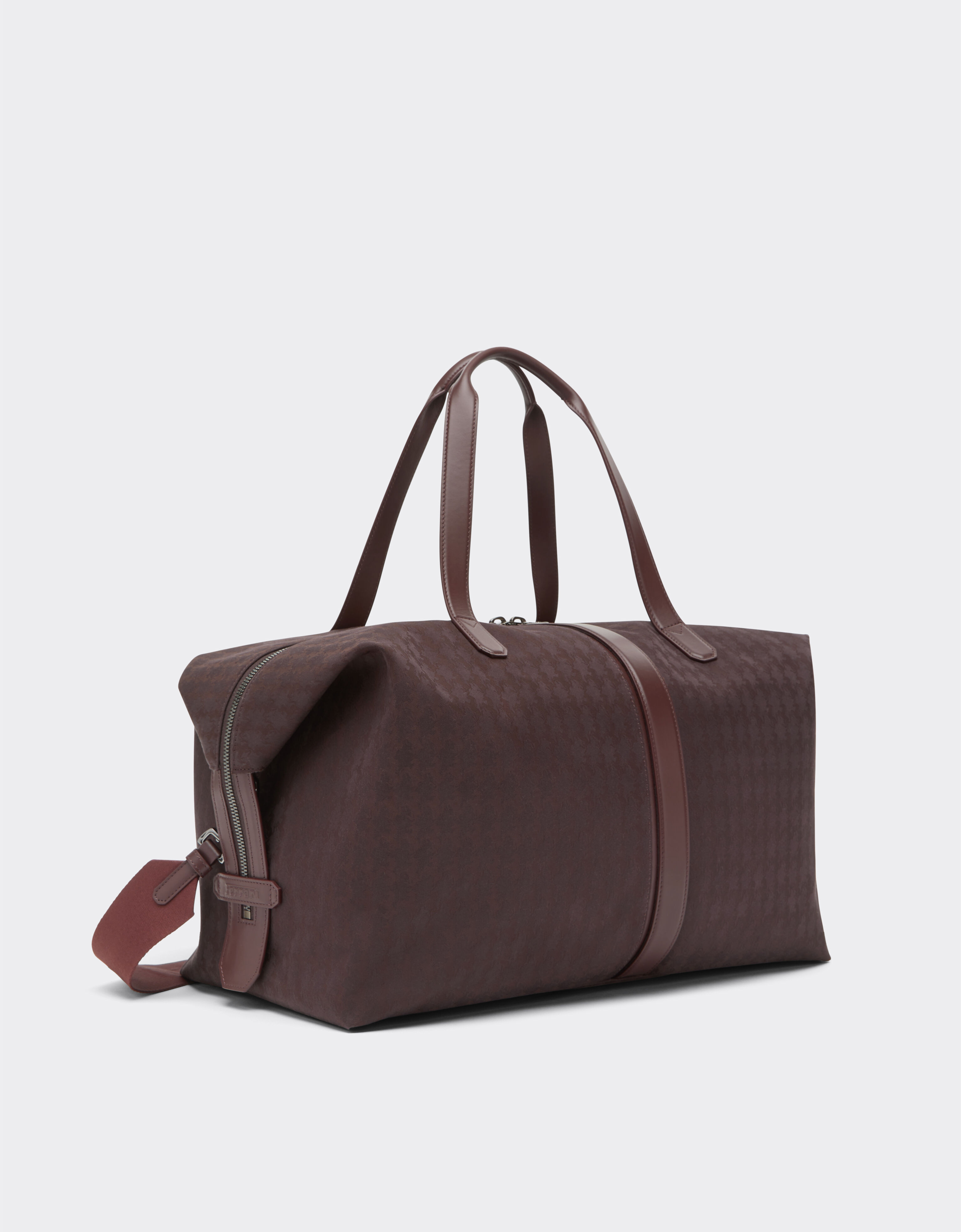 Ferrari Q-Cycle® jacquard duffle bag with Cavallino pattern Mahogany 49135f