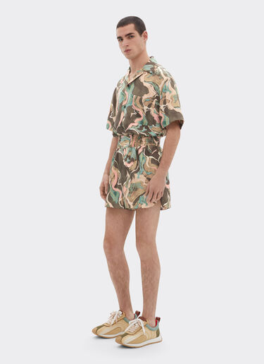 Ferrari Marble Horse 印花真丝短裤 Khaki Green 50073f