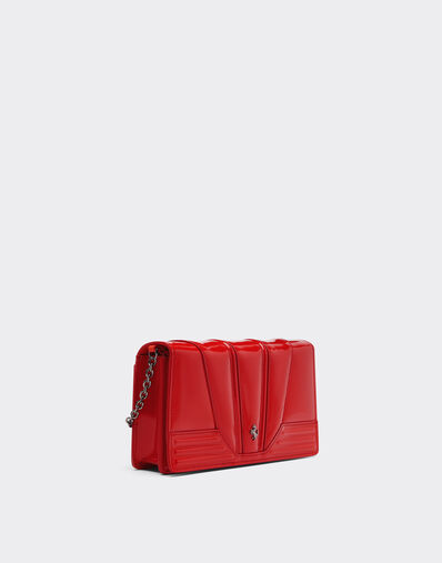 Ferrari Ferrari GT brushed leather wallet with chain shoulder strap Rosso Dino 51056f