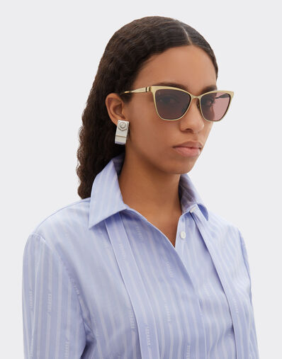 Ferrari Ferrari sunglasses in  brushed gray/brownmetal  with red polarized lenses Ingrid LA0KWf