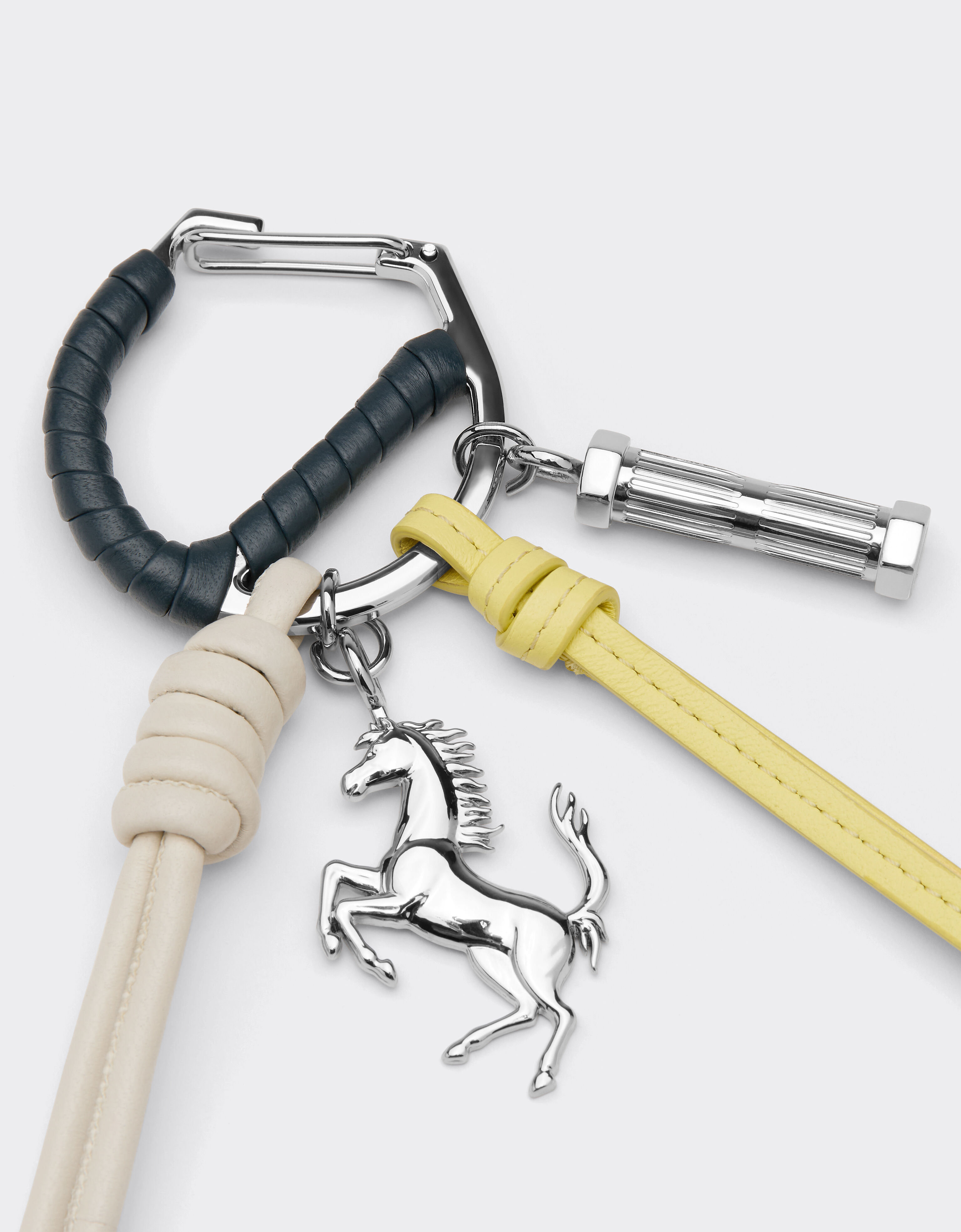 Ferrari Multicolored metal and leather keyring with charm Ultramarine 50011f