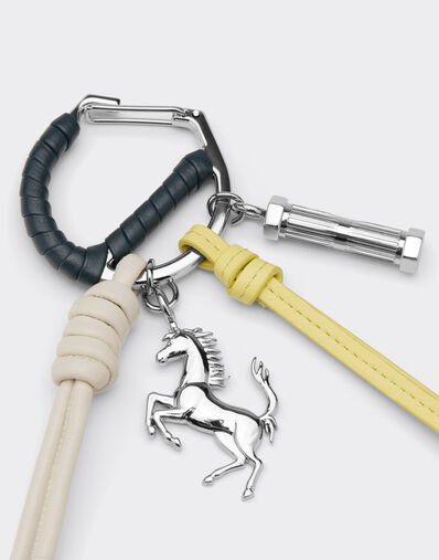 Ferrari Multicolored metal and leather keyring with charm Ultramarine 50011f