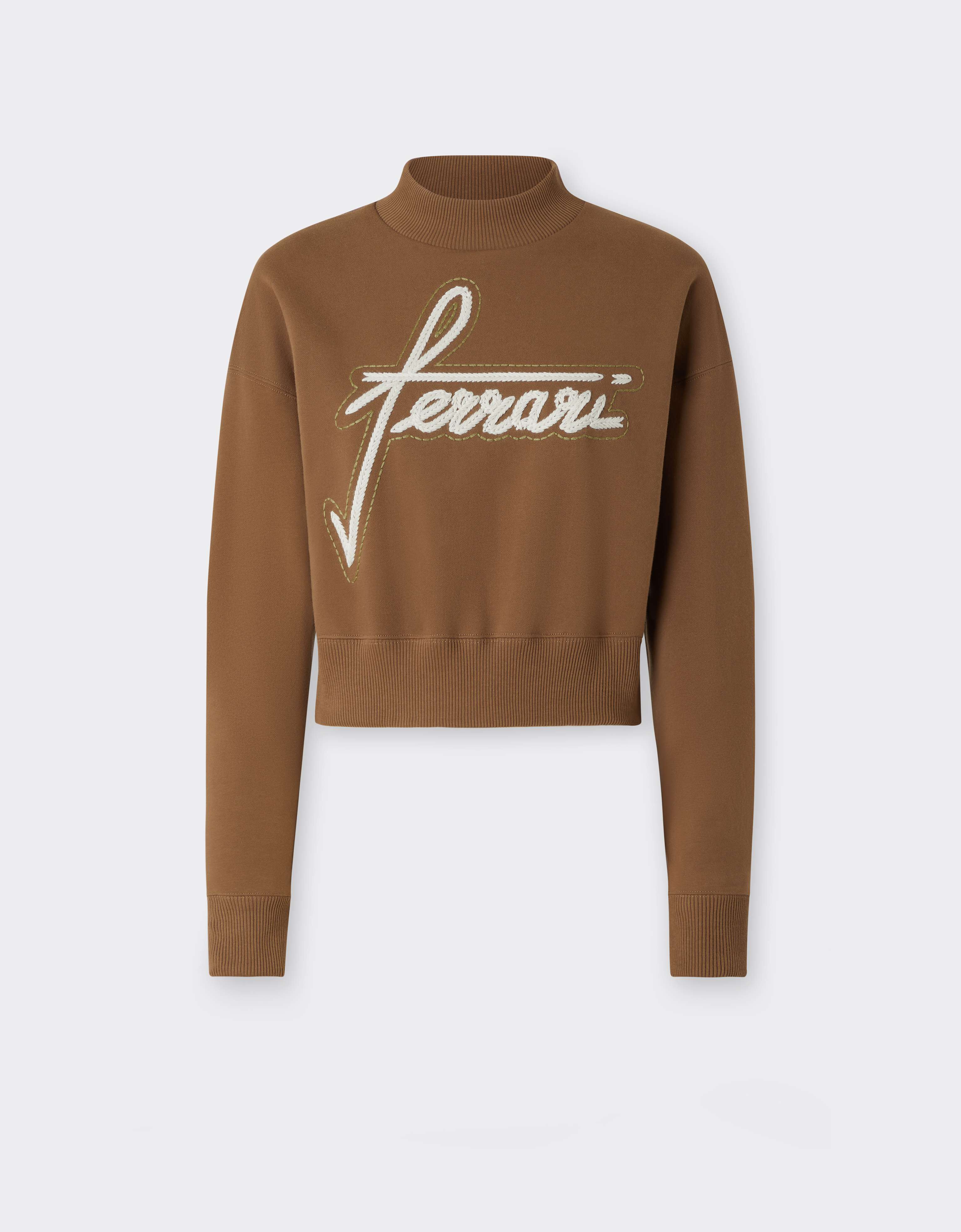 Sweat-shirt à col rond en coton avec broderie Ferrari Sweat-shirt à col rond en coton avec broderie Caffè CJWSW0021JCO0046f
