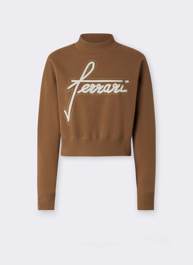 Sweat-shirt à col rond en coton avec broderie Ferrari Sweat-shirt à col rond en coton avec broderie Caffè CJWSW0021JCO0046f