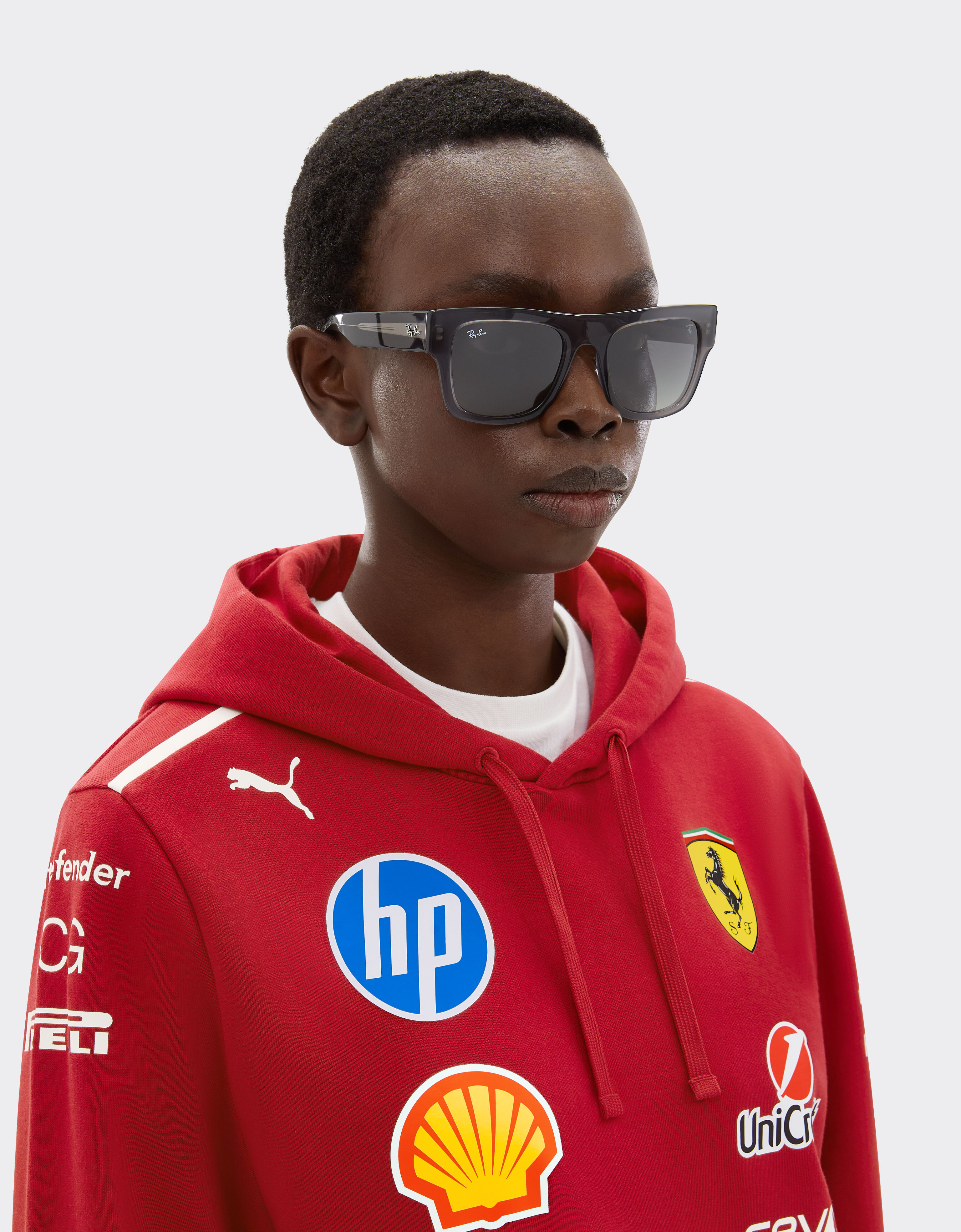Ferrari 雷朋与法拉利车队合作款 RB2217M 灰色渐变镜片透灰色醋酸纤维太阳镜 Ingrid LA015f