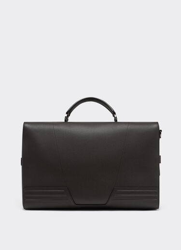 Ferrari Grained leather duffle bag Dark Brown 21371f