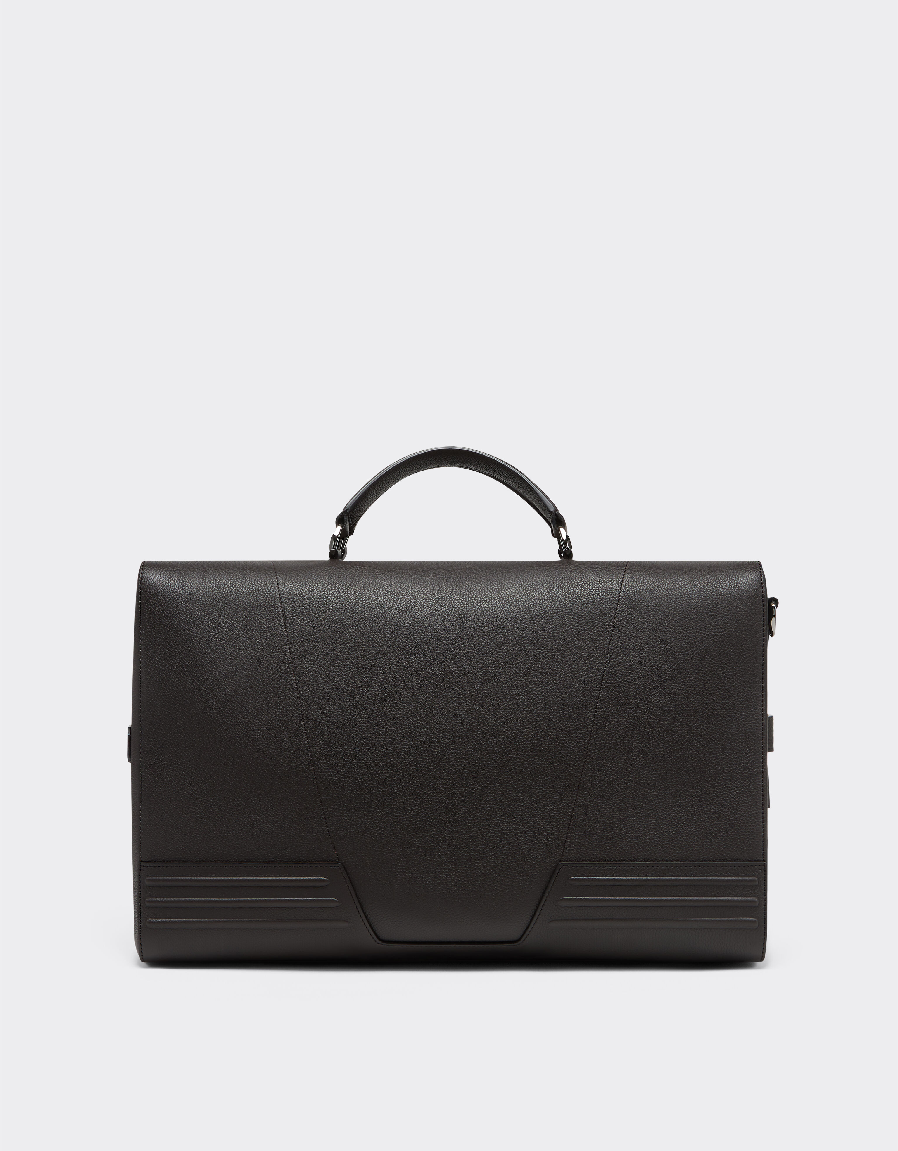 Ferrari Grained leather duffle bag Dark Brown 21371f