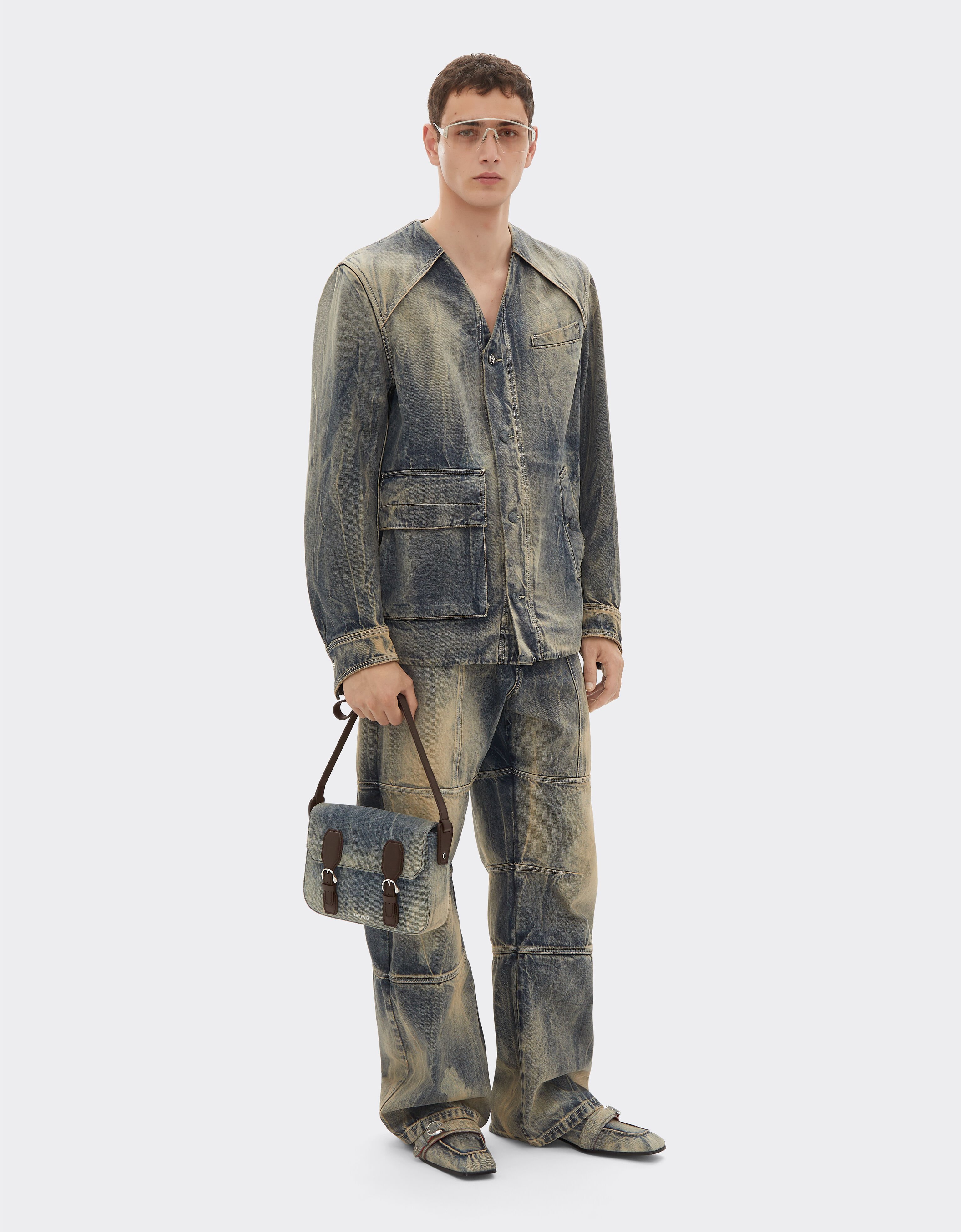 Ferrari 酸洗牛仔斜挎包 Blu Denim 51330f