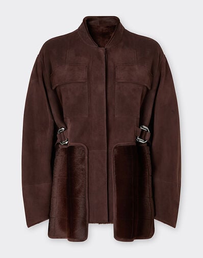 Ferrari Shearling caban with 7X7 check pattern Espresso 22582f