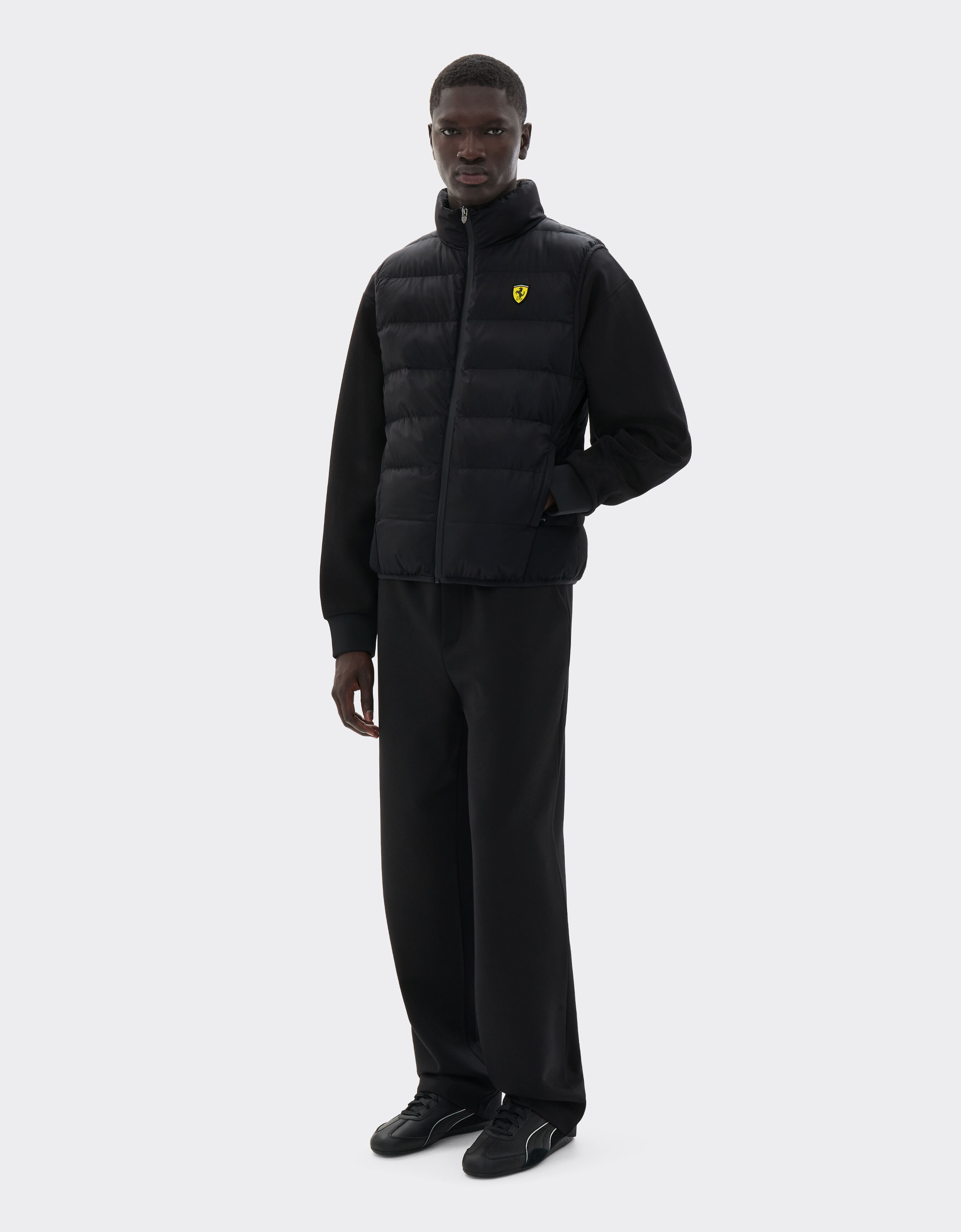  Quilted nylon vest with Ferrari Scudetto Nero SWMVT0001WNY0003f