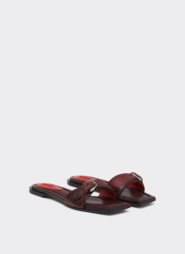 Ferrari Flat leather sandals Rosso Maison 49995f