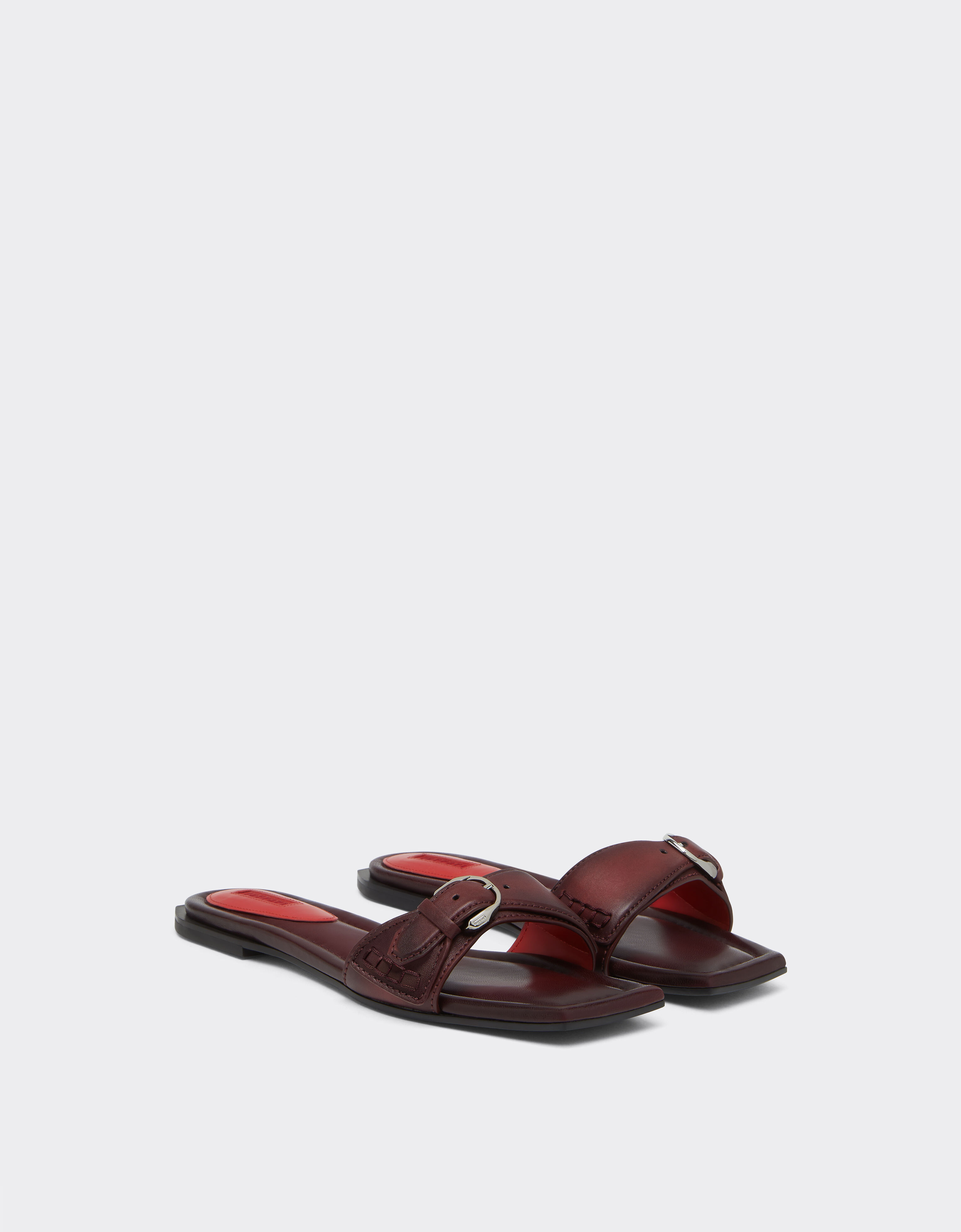 Ferrari Flat leather sandals Rosso Maison 49995f