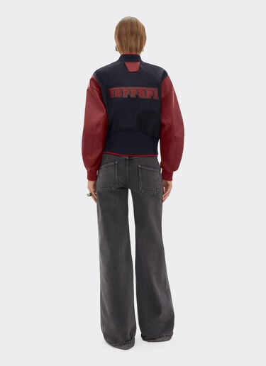 Ferrari 飞行员夹克，采用 Q-Cycle® 尼龙和皮革制成 海军蓝 50890f