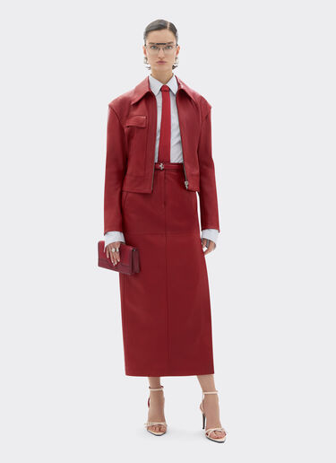 Midi skirt in deer-effect nappa leather Ferrari Midi skirt in deer-effect nappa leather Maison Red 49912f