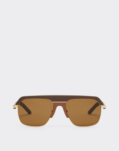 Ferrari Ferrari sunglasses in matte gold metal with brown polarized lenses Dark brown LA0ERf