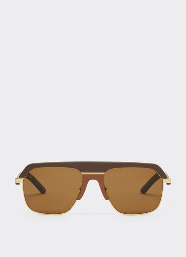 Ferrari sunglasses in matte gold metal with brown polarized lenses Ferrari Ferrari sunglasses in matte gold metal with brown polarized lenses Dark brown LA0ERf