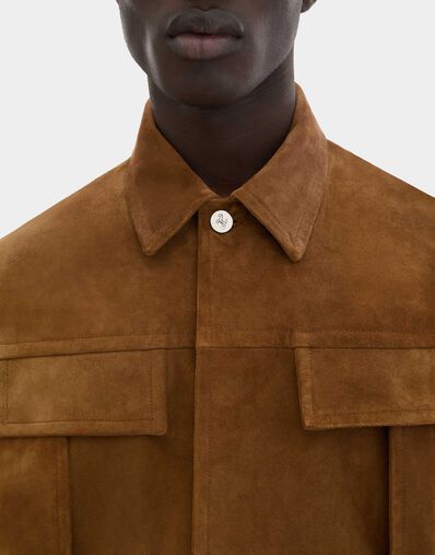 Ferrari Suede Overshirt with Writing Effect Caffè CLMOV0001LCK0003f