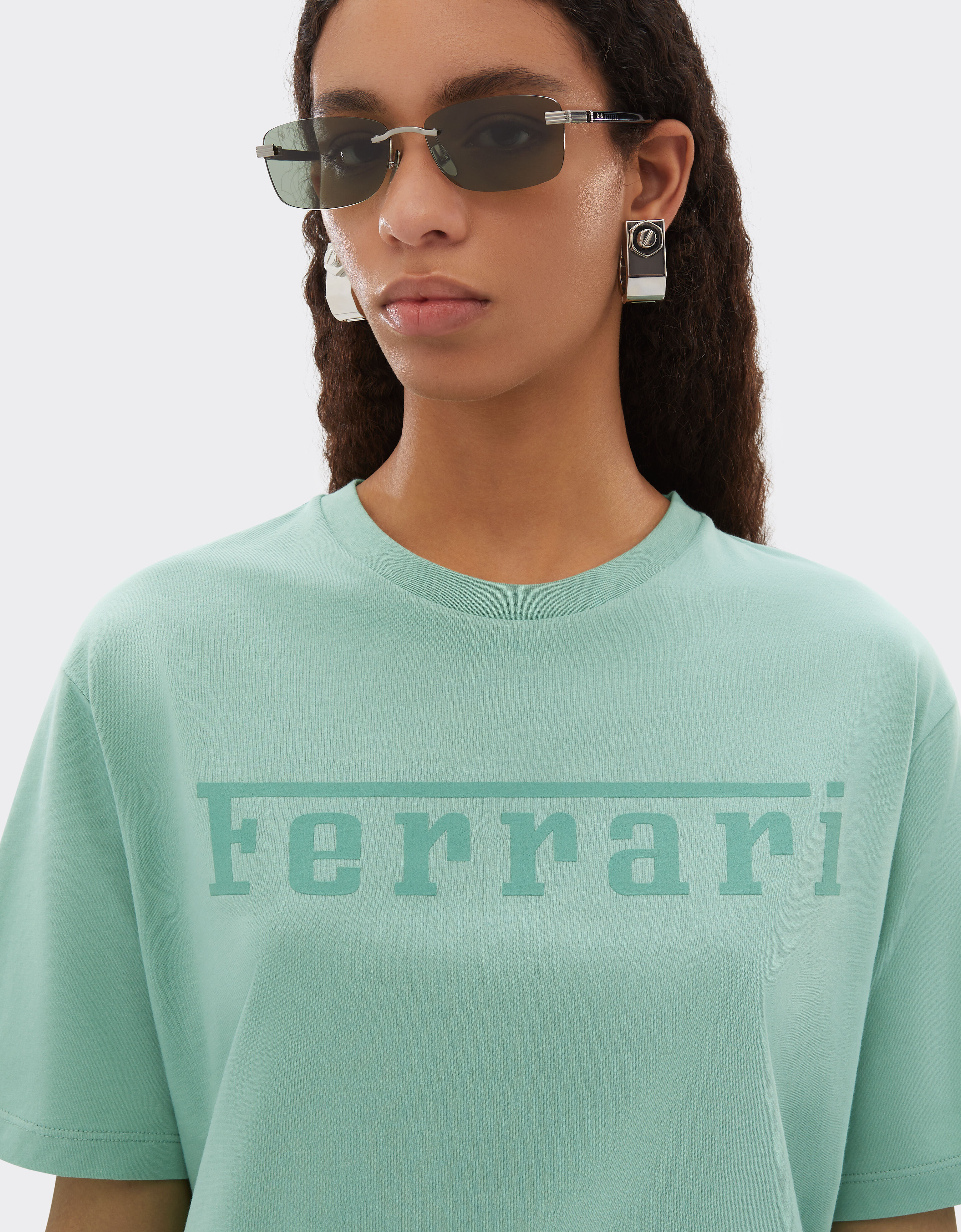Cotton T-shirt with Ferrari logo Ferrari Cotton T-shirt with Ferrari logo Mahogany 51037f