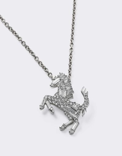 Ferrari 水钻跃马徽标项链 Silver CGWNK0005JU00005f