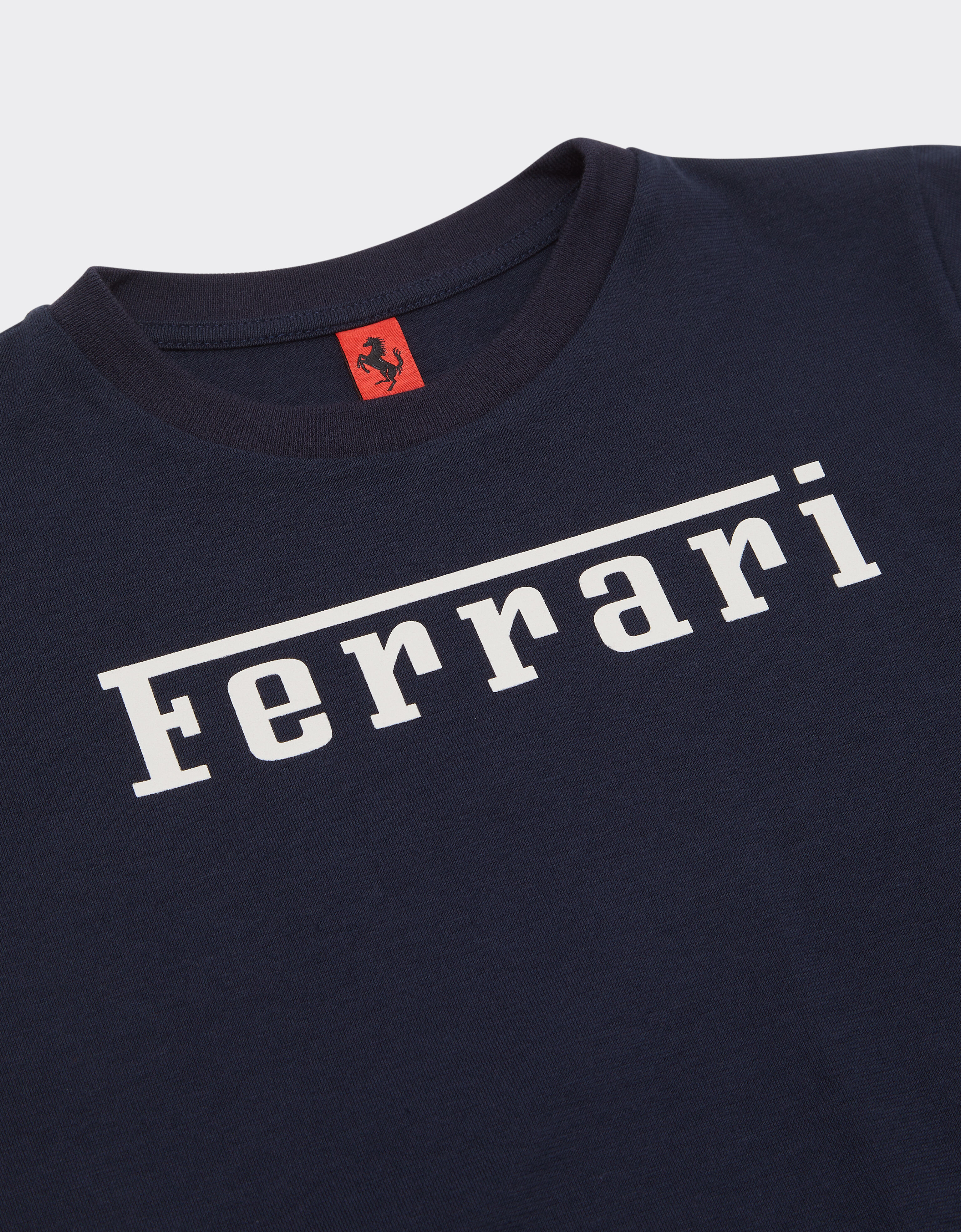 Ferrari 法拉利徽标棉质 T 恤 海军蓝 22749fK