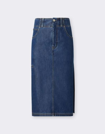 Ferrari Alcantara® 细节丹宁中长裙 Blu Denim CDWSK0006DCO0014f