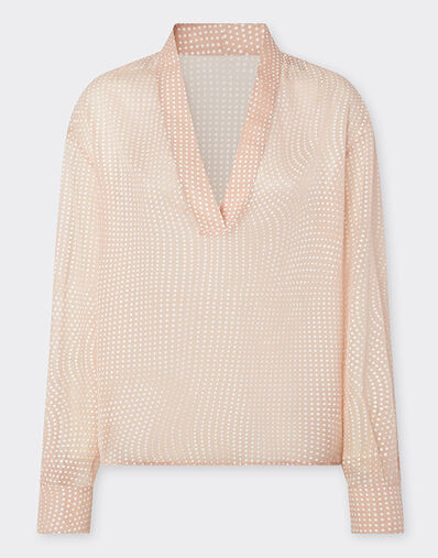 Ferrari Cavallino Dots 印花真丝巴里纱衬衫 裸色 22442f