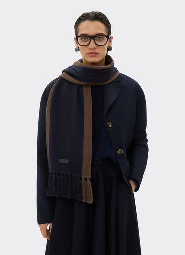 Ferrari Wool and cotton scarf with livery motif Navy 21336f