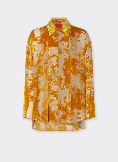 Ferrari Silk velvet shirt with dévoré print Gold 50313f