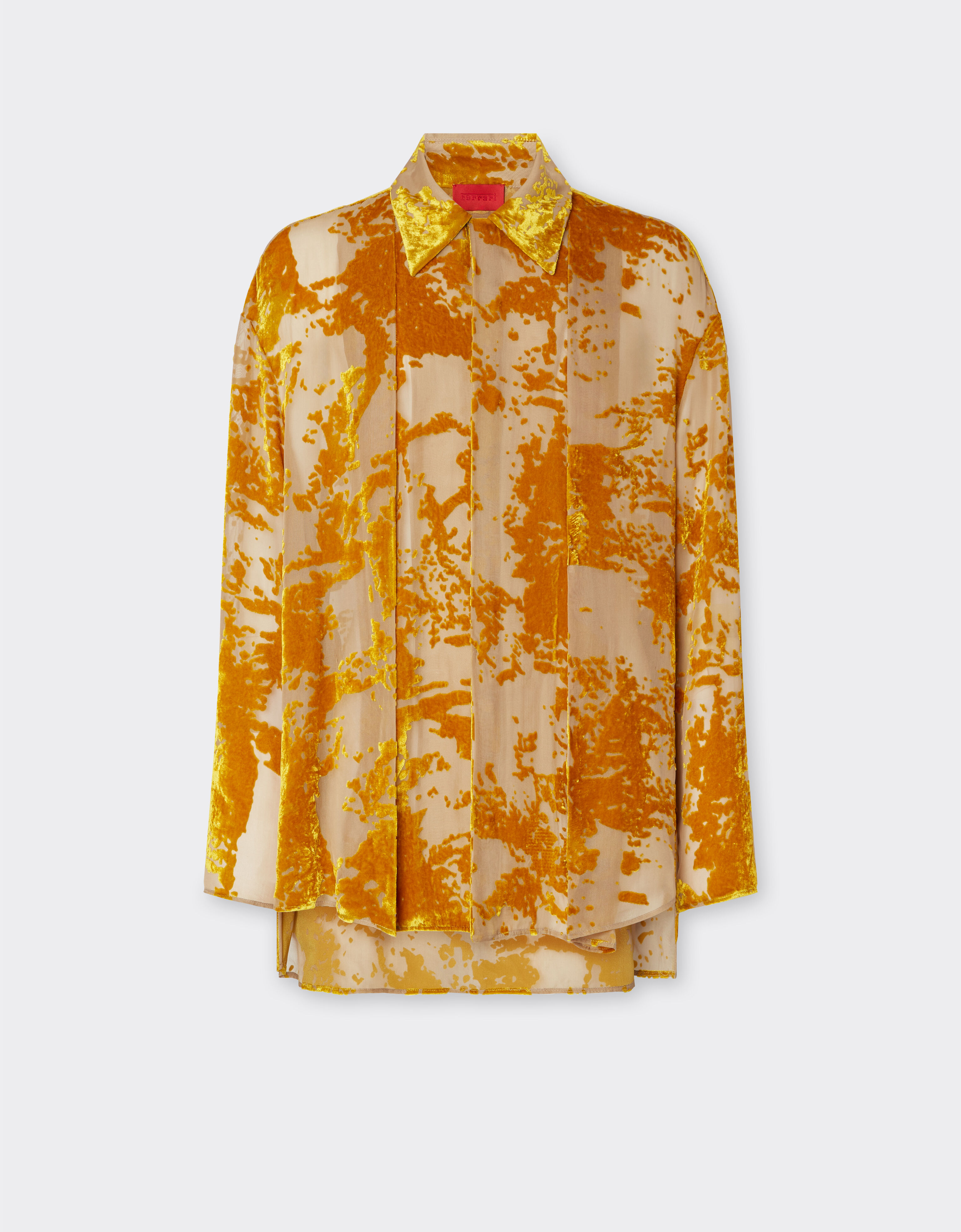 Ferrari Silk velvet shirt with dévoré print Gold 50313f