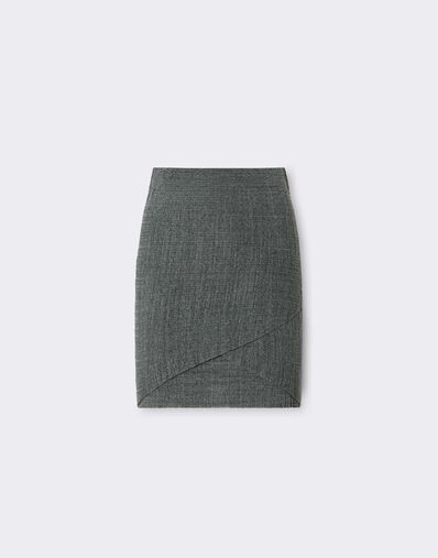 Ferrari 亚麻混纺迷你半身裙 Grey CKWSK0007KLI0005f