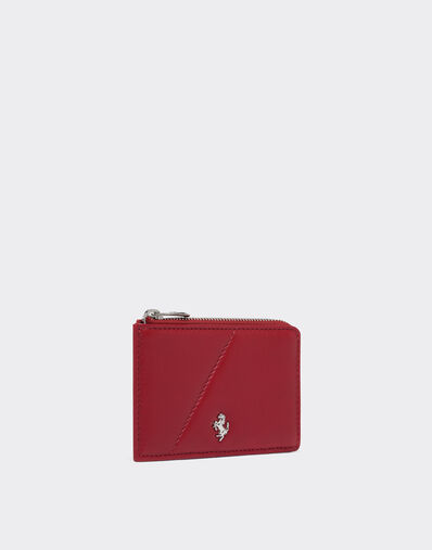 Ferrari 皮革拉链卡夹 Maison Red 50622f