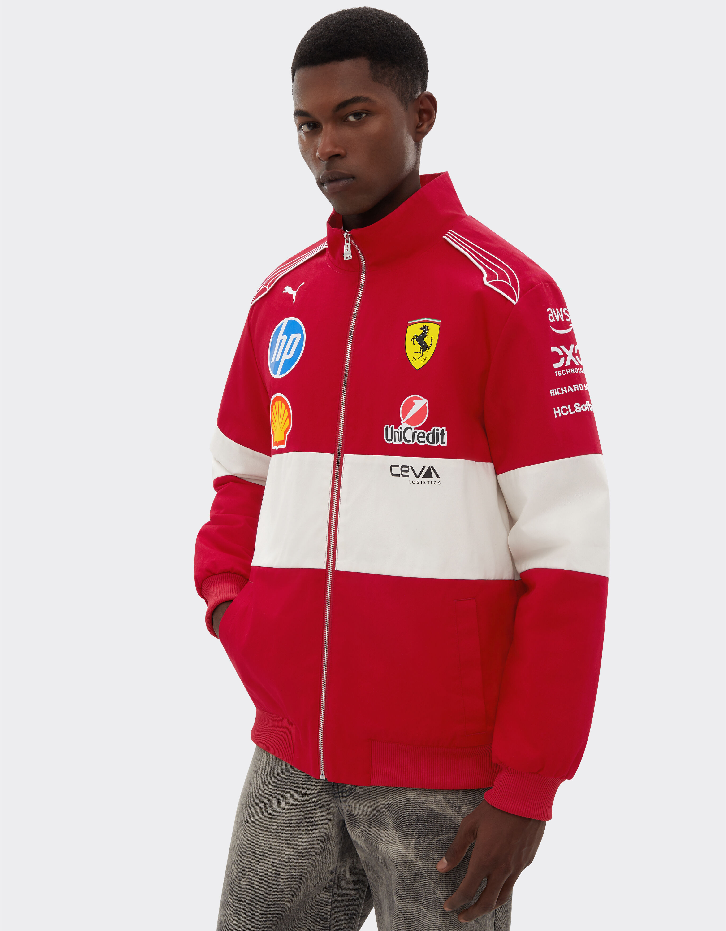 Ferrari Puma 与 Scuderia Ferrari HP 合作款2025车队夹克 红色 LA033f