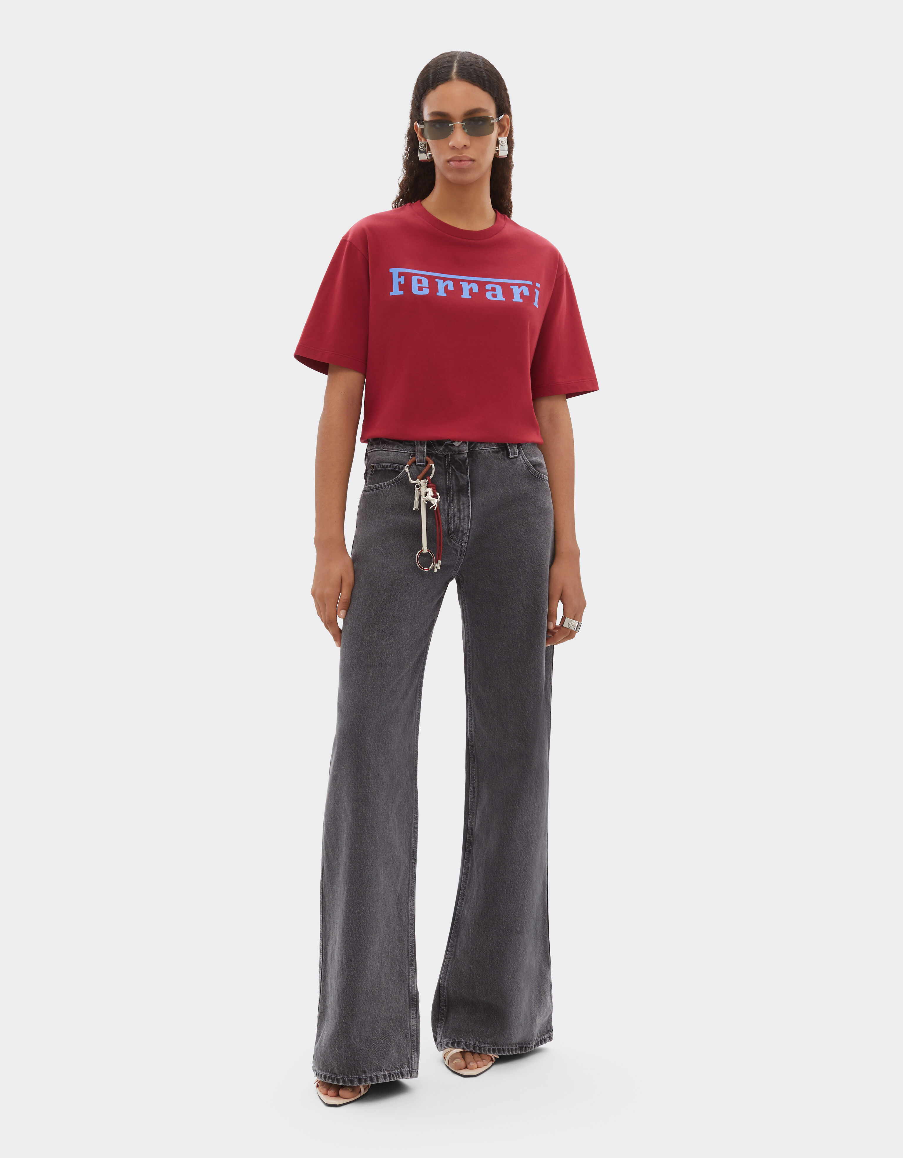 Ferrari Cotton T-shirt with Ferrari logo Rosso Maison 51037f