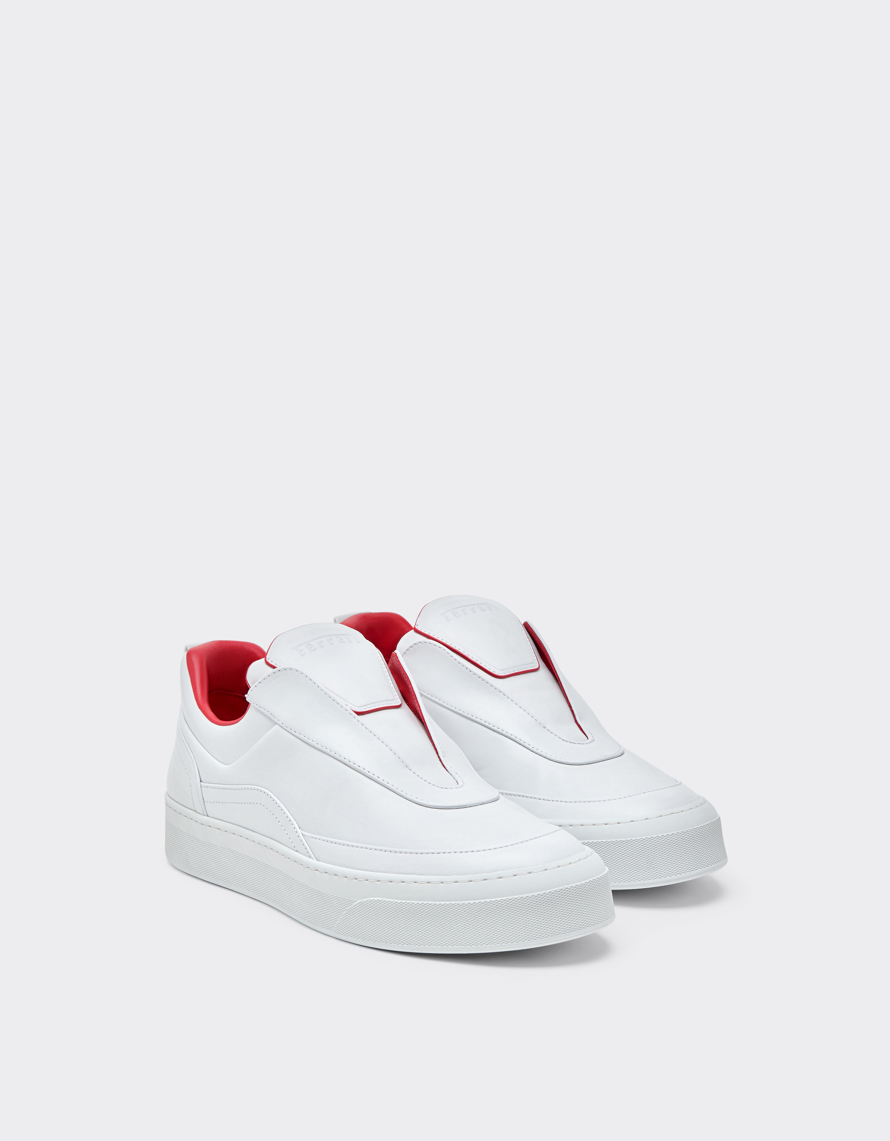 Ferrari 纳帕皮革浮雕效果标识运动鞋 Bianco Ottico CSMSN0001XL00004f
