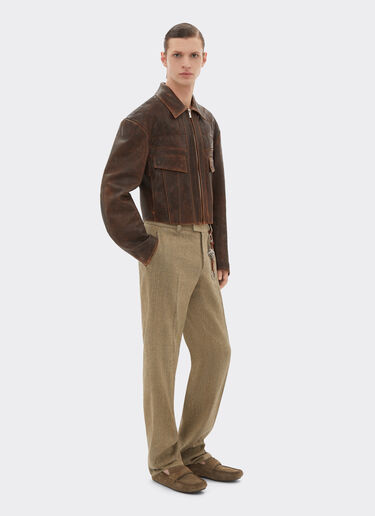 Ferrari 大马士革皮革外套 Khaki Green 50086f