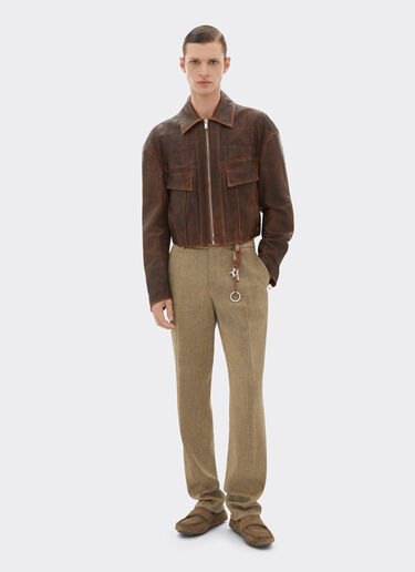 Ferrari 大马士革皮革外套 Khaki Green 50086f