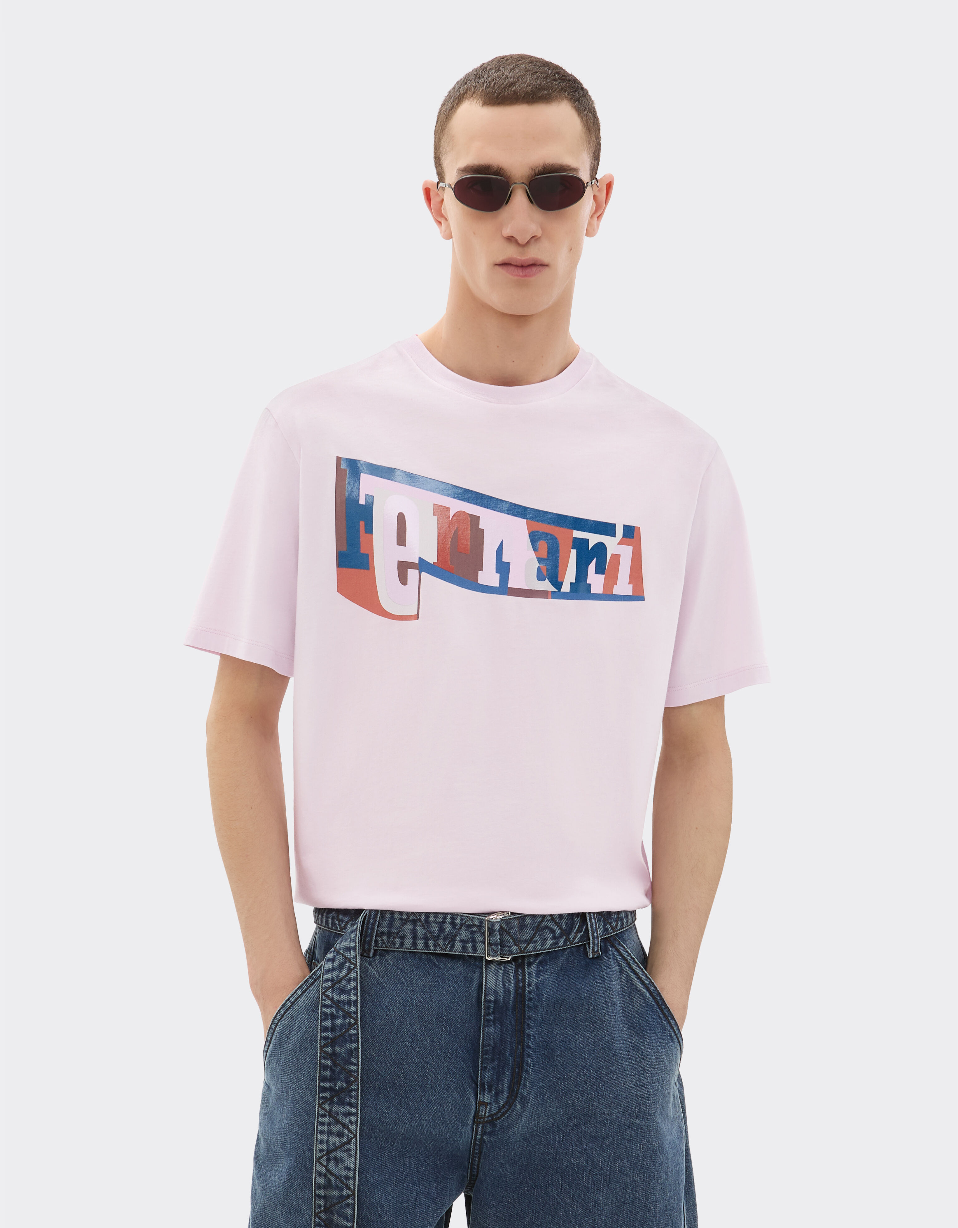 Ferrari T-shirt with color block logo print Wisteria 49277f